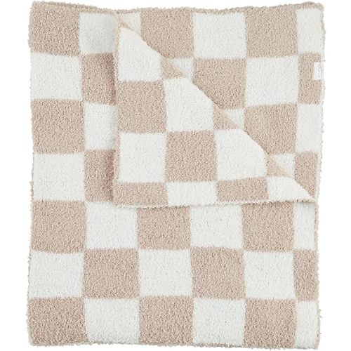 Mud Pie Children's Taupe Check Chenille Blanket