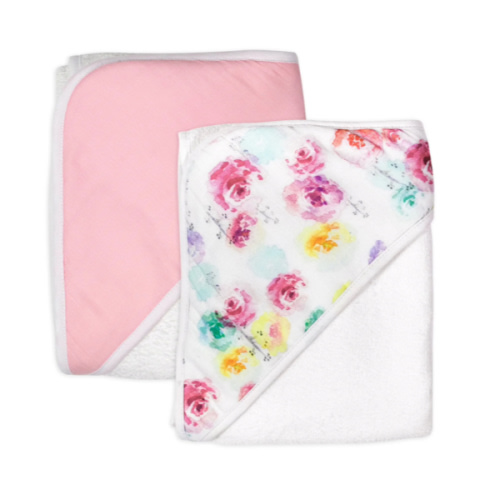 2-Pack Organic Cotton Hooded Towels, Rose Blossom | Honest Baby Clothing