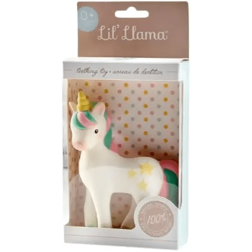 Lil' Llama Baby Teething Toys, Unicorn Teether for Toddler & Baby Boys and Girls, 100% Natural Rubber Squeaker, BPA-Free, Soothe Sore Itchy Gums & Teething Pain (Unicorn)
