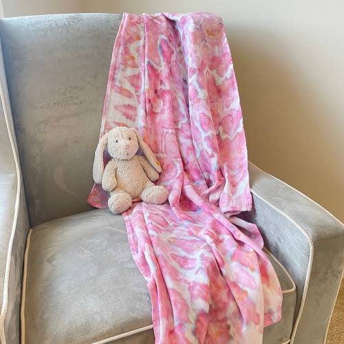 Tie Dyed Baby Swaddle, Hand Dyed Muslin Blanket, Unique Newborn Gift, Artisanal Baby Wrap, Cotton Muslin Nursery Swaddles, Milestone Blanket