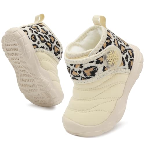 BARERUN Barefoot Baby Boys Girls Boots Warm Winter House Shoes for Toddler Girls Boys Waterproof Fleece Kids Snow Boots Faux Fur Infant Booties Walking Shoes for Indoor Outdoor