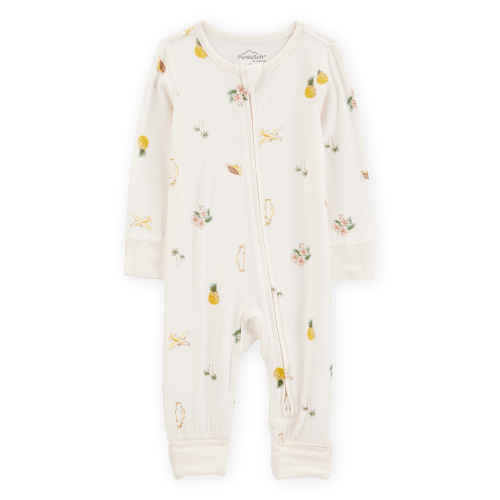 Baby Tropical Print 2-Way Zip PurelySoft Convertible Foot Sleep & Play Pajamas - Ivory - Carter's | Carter's