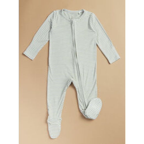 Sage Striped Footie in Green | Tullabee