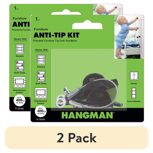 (2 pack) Hangman All Steel Furniture Anti Tip Kit - 1 Kit Includng Hardware - Holds 400 lbs.