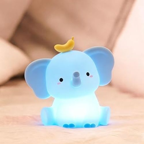 Elephant Lamp, Elephant Cute Night Light Gifts, Rechargeable Bedside Nightlight, Dimmable Squishy Silicone Animal Touch Lamp, Baby Room Decor, Small Night Light for Kids Teens Boys Girls Lovers