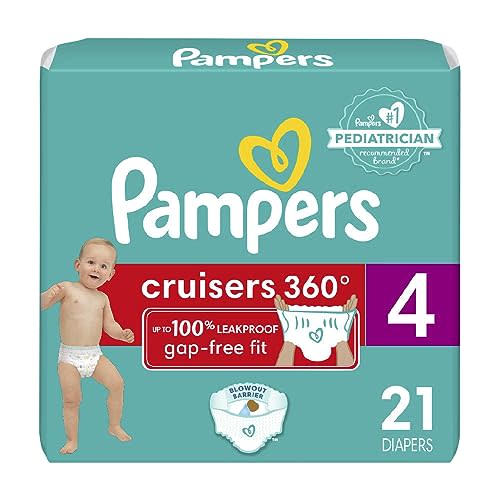 Pampers Diapers - Cruisers 360 - Size 4, 21 Count, Babyproof up to 100% Leakproof Pull-On Diaper (Packaging May Vary)