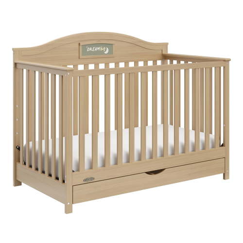 Graco Story 5-in-1 Convertible Baby Crib with Drawer and Reversible Headboard, Driftwood