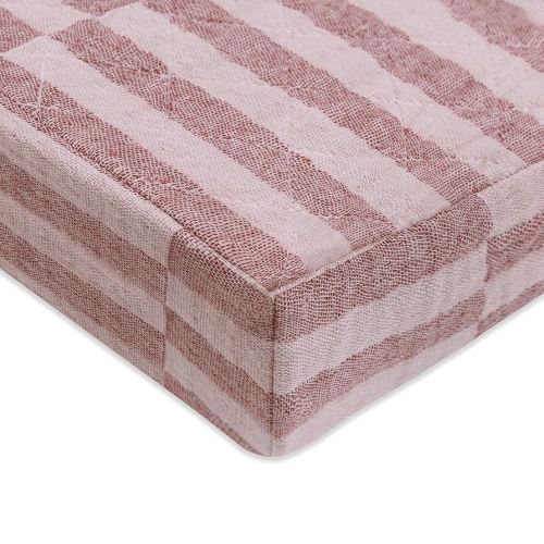 Babyletto 100% Quilted Organic Cotton Changing Pad Cover, GOTS-Certified, Fitted 360°, Ultra-Soft and Breathable Muslin - Maroon Offset Stripe