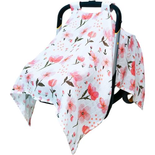 80S Muslin Car Seat Cover for Babies - Soft & Breathable Infant Carrier Canopy, Lightweight Sunshade for Summer, Universal Fit for Baby Boys & Girls