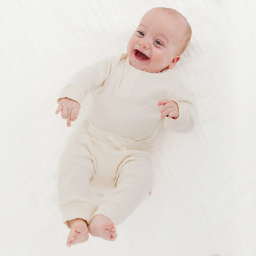 whipped cream ribbed cotton magnetic long sleeve bodysuit + pant set – Magnetic Me