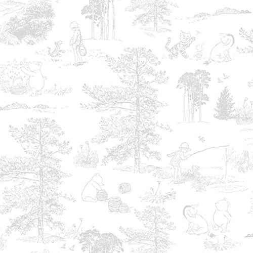 RoomMates Disney Winnie The Pooh Gray Peel and Stick Wallpaper, RMK12623RL