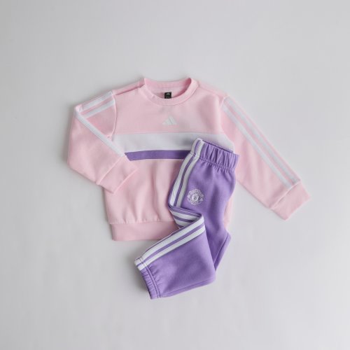Manchester United x adidas Infant Essentials Tiberio 3-Stripes Fleece Set Pink/Purple