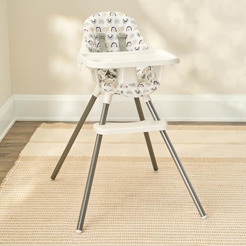 Regalo High Chair with Jelly Bean Seat Pad for Babies and Toddlers, Award Winning Brand, Removable Oversized Tray with Cup Holder, Five Point Harness, White