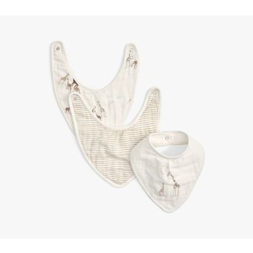 Organic Goldie Giraffe Muslin Bib Set of 3 , Multi