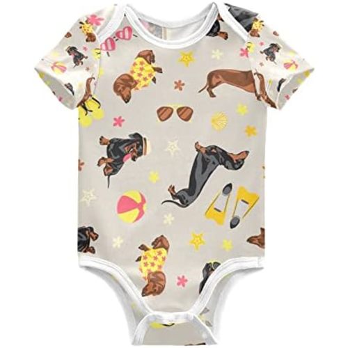 vvfelixl Dachshund Dog Baby Clothes for Boy Girl,Baby One-Piece Bodysuit for 0-24 Months,Short Sleeve