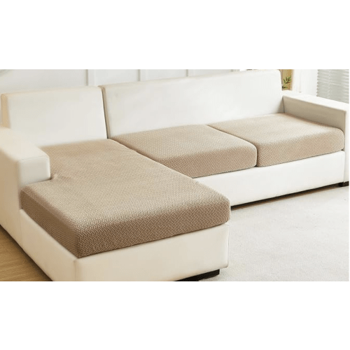 Sofa Covers Couch Covers for Sofa Pet Friendly Couch Cushion Covers Universal Sofa Covers Washable Stretch Slipcovers for Sectional Sofa (Texture Light Coffee, 2 Seats + Chaise Cover)