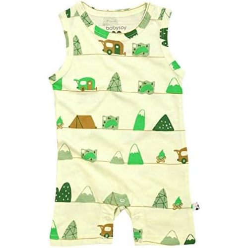 Babysoy Organic Pattern Print Tank Romper Shortall