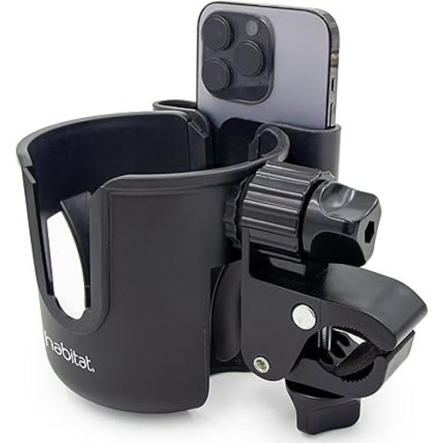 Universal Stroller Cup Holder Attachment with Phone Holder - Adjustable Drink and Phone Organizer for Baby Strollers,Walkers, Bikes & Scooters, Parent Gift