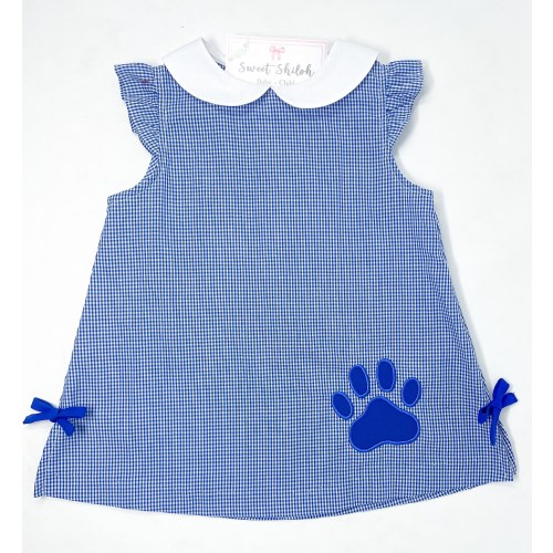 Wildcat Paw Print Dress, Kentucky Baby Gingham Dress, Baby Girl Kentucky Outfit, Game Day Wildcat Outfit, Baby Girl UK Dress