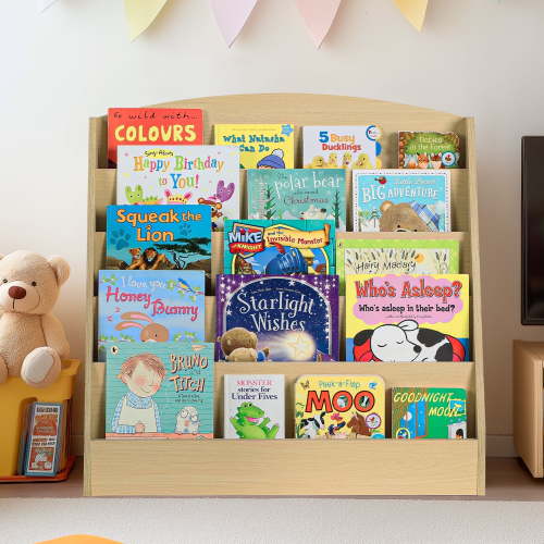 Masiis Kids Bookshelf 5-Tier Kids Bookcase for Rooms Natural Book Display Shelve Toddler Book Shelves for Classroom, Kids Bedroom, Nursery