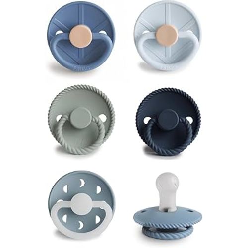 FRIGG SilkySoft Silicone Baby Pacifier 6-Pack Endless Sea | Made in Denmark | BPA-Free (0-6 Months)