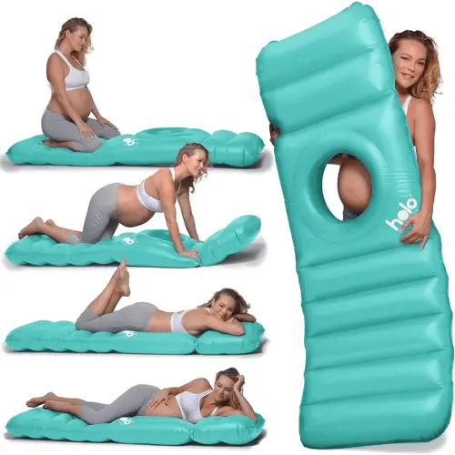The Original Inflatable Pregnancy Pillow, Pregnancy Bed + Maternity Raft Float with a Hole to Lie on Your Stomach During Pregnancy, Safe for Land + Water, Mint