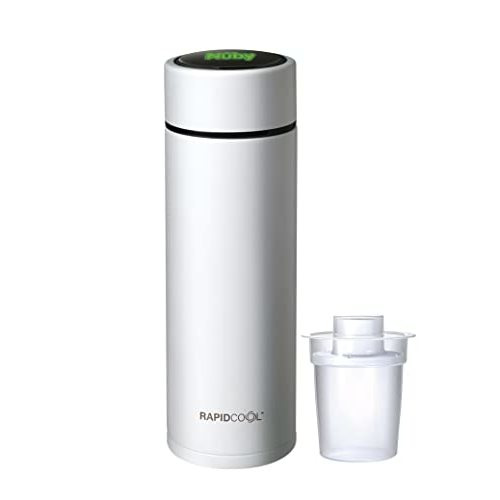 Nuby RapidCool Portable Baby Bottle Maker - Baby Formula Maker - Includes Milk Powder Dispenser and Digital Lid - Ideal for Travel Bottles and Night Feeds - Stainless Steel