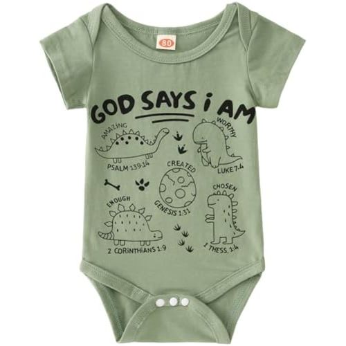 BOUTIKOME Dinosaur Romper Newborn Infant Baby Boys Girls Onesie T Shirts Short Sleeve Tops Inspirational Clothes 0-12 Months