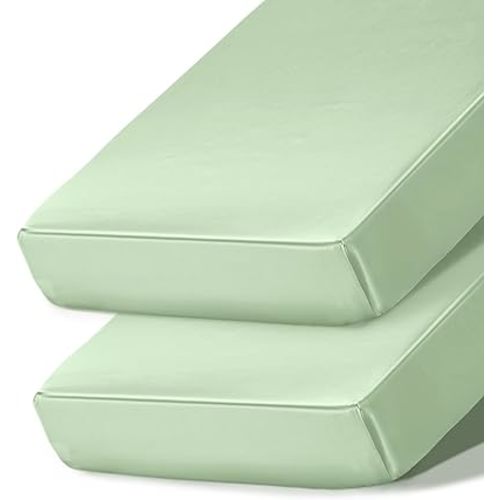 Ersmak 2 Pack Satin Crib Sheets for Baby, Silky Comfy Breathable Crib Sheets for Standard Crib and Toddler Mattresses (Sage Green, 28 x 52 x 9 in)