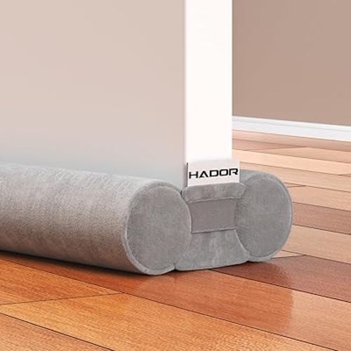 Door Draft Stopper for Bottom of Door, 36 Inch Under Draft Air Noise Light Blocker 30"- 36" Double Side Soundproof Sweep Filler Seal Gap up to 1.7" for French Patio Sliding Door Guard, Grey