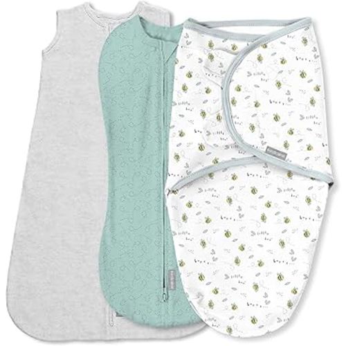 SwaddleMe by Ingenuity Swaddle, Compression Pod, & Sleep Sack Set, Gift Set, 0-3 Months, 3-Pack - Little Bees