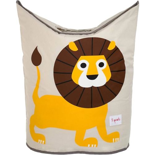 3 Sprouts Baby Laundry Basket for Nursery - Hamper with Handles/Lid, Large Storage Basket, Toy Bin, Room Decor - Kids Hamper, Baby Clothes Storage Organizer, Lion