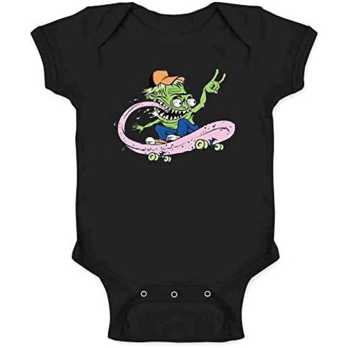 Pop Threads Skateboard Monster Retro Cool Funny Infant Baby Boy Girl Bodysuit