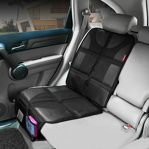 Autobase Car Seat Protector for Child Car Seat | Largest and Thickest Waterproof Backseat Protector for Kids and Pets | Heavy-Duty Non-Slip Rubber Padded Backing (Black, XL – 1 Pack)