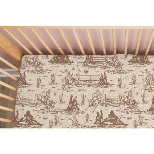 Giddy Up Cowboy | 100% Organic Cotton Muslin Baby Bedding | Swaddle | Crib Sheet | Moses Basket Sheet | Changing Pad Cover | Mini Crib Sheet