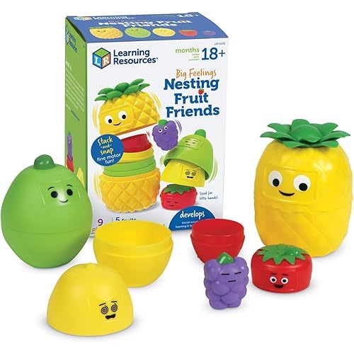 Learning Resources Big Feelings Nesting Fruit Friends, Social Emotional Toys for Toddlers, Sensory Toys, Speech Therapy Materials, Easter Toys ,Ages 18+ Months, 9 Pieces