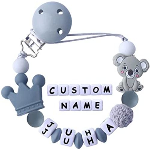 Personalized Pacifier Clip with Name Handmade Silicone Pacifier Clip Teething Soother Chew Toy Gift for Boys Girls