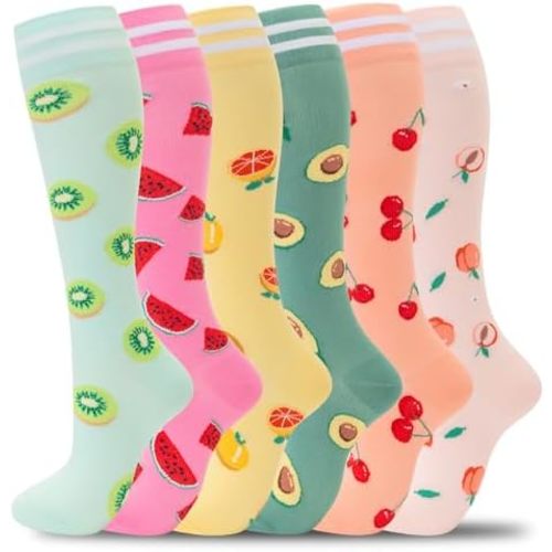 fenglaoda Compression Socks for Women Men Support Circulation 6 Pairs Socks For Nurse, Travel, Flight