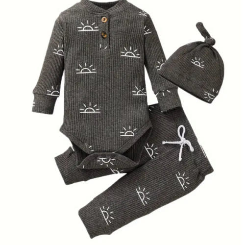0-3mth newborn ribbed long sleeve romper