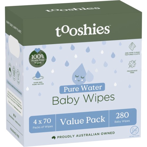 Tooshies ECO Pure Water Wipes 280 Pack - Fragrance Free