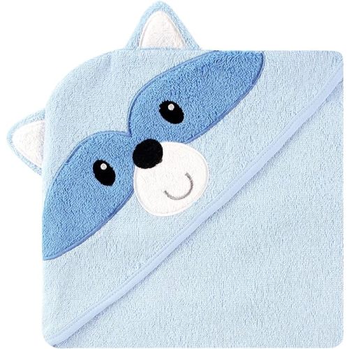 Luvable Friends Unisex Baby Cotton Animal Face Hooded Towel, Raccoon, One Size