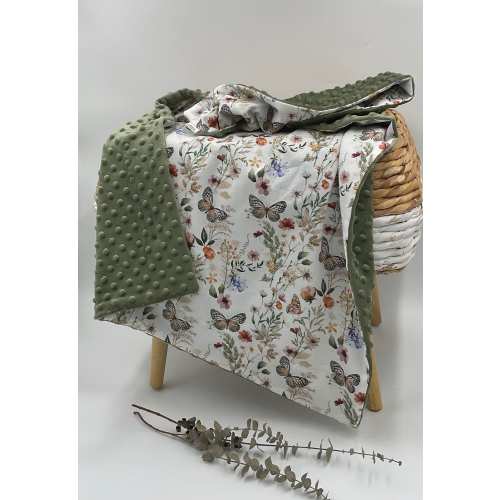 Wildflower Baby blanket, Butterflies Garden, Floral, Minky,  Butterfly Flower Garden, Pressed Dried, Earthy Colors, Custom Name, Blossom