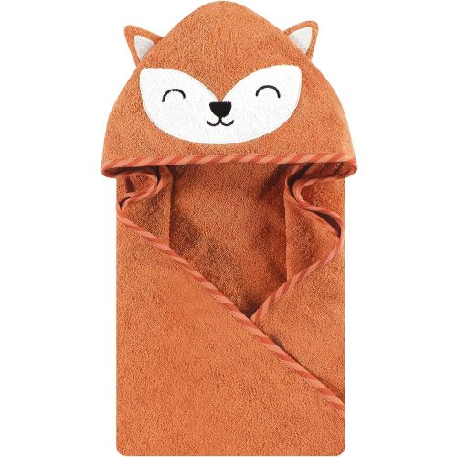 Hudson Baby Unisex Baby Cotton Animal Face Hooded Towel, Orange Fox, One Size