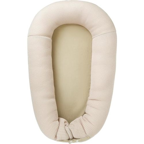 Baby Lounger, Deluxe Infant Lounger, Baby Nest Cover for Baby, Breathable Cotton, Adjustable Baby Floor Seat for Tummy Time, Newborn Essentials for Baby 0-12 Months (Khaki)