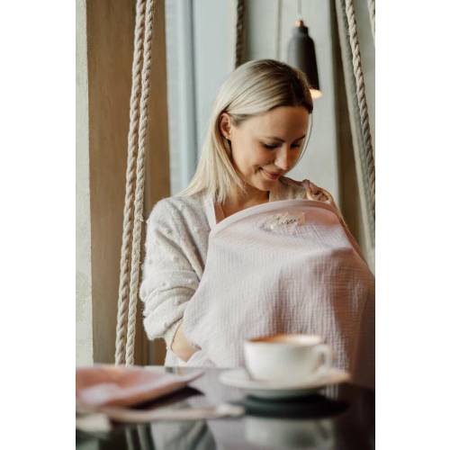 Nursing Cover | Breastfeeding Cover | Muslin Double Gauze Breathable | Breast Feeding Apron | Shawl + Car Seat Cover in Neutral Blush