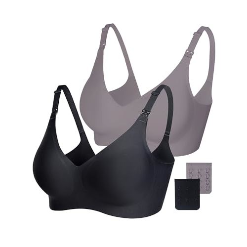 Vinfact Smooth Nursing Bras for Breastfeeding Seamless Maternity Bras for Pregnancy Wireless Bralette with Extra Bra Extender