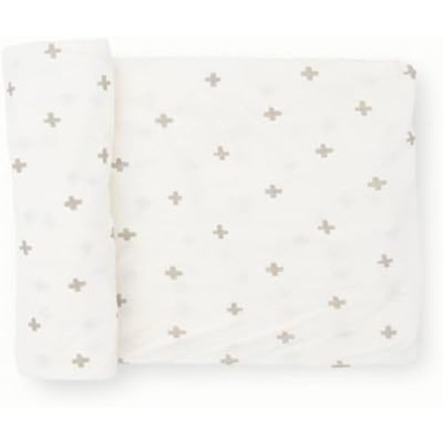 Little Unicorn Premium Stretch Knit Swaddle Blanket | Super Soft with Optimal Stretch & Breathability for swaddling (Grey Cross)