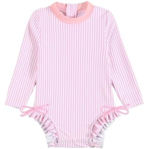 Haokaini Newborn Baby Girls One-Piece Swimsuit Long Sleeve Summer Rash Guard Swimsuit Ruffle Bikini Bathing Suit