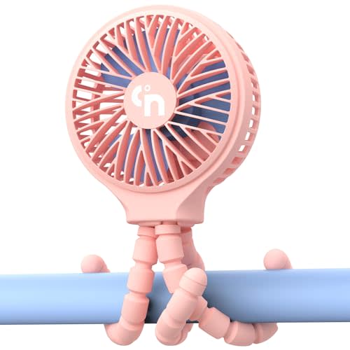 HomeLifairy Portable Stroller Fan, USB or Rechargeable Battery Operated with 3 Speeds and 360°Rotate, Cooling Clip On for Baby Crib Travel Car Seat Pink
