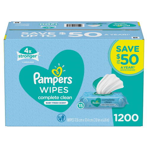 Pampers Baby Fresh Baby Wipes, 15 Flip-Top Packs (1200 Total Wipes)